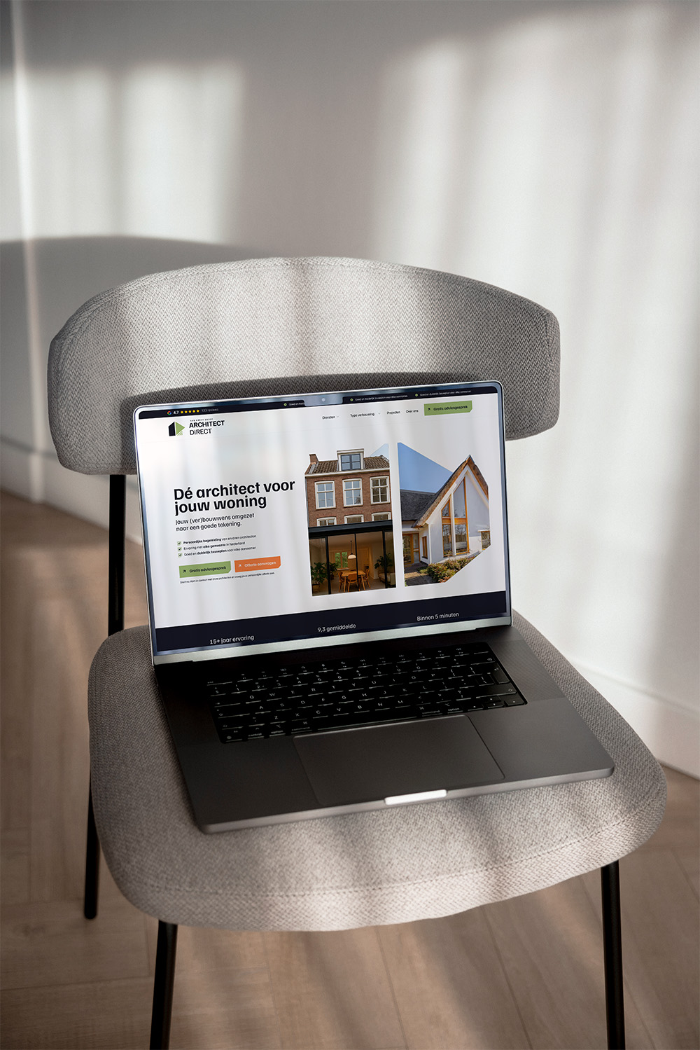 website Mock-up van een Linstra-website